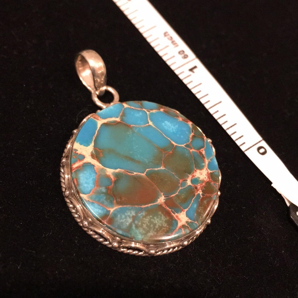 NATURAL RECONSTITUTED TURQUOISE 925 PENDANT